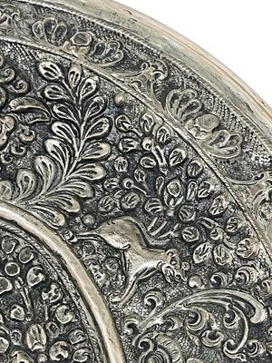 Balinese Yogya Silver Oval Dish with Scene of Indonesian God and Animals, 1890s-UCH-1740151