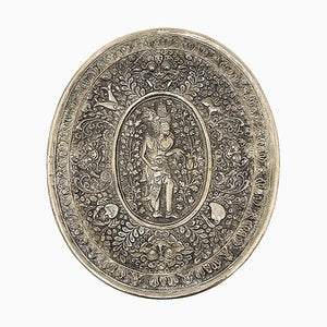 Balinese Yogya Silver Oval Dish with Scene of Indonesian God and Animals, 1890s-UCH-1740151