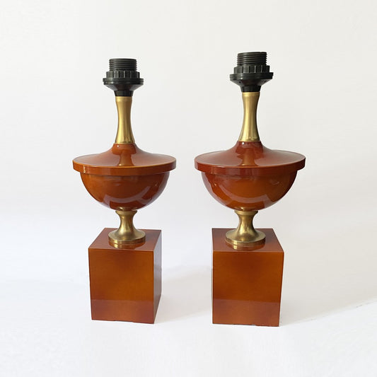 Baluster Table Lamps in Lacquered Steel by Philippe Barbier for Roche Bobois, 1970s, Set of 2