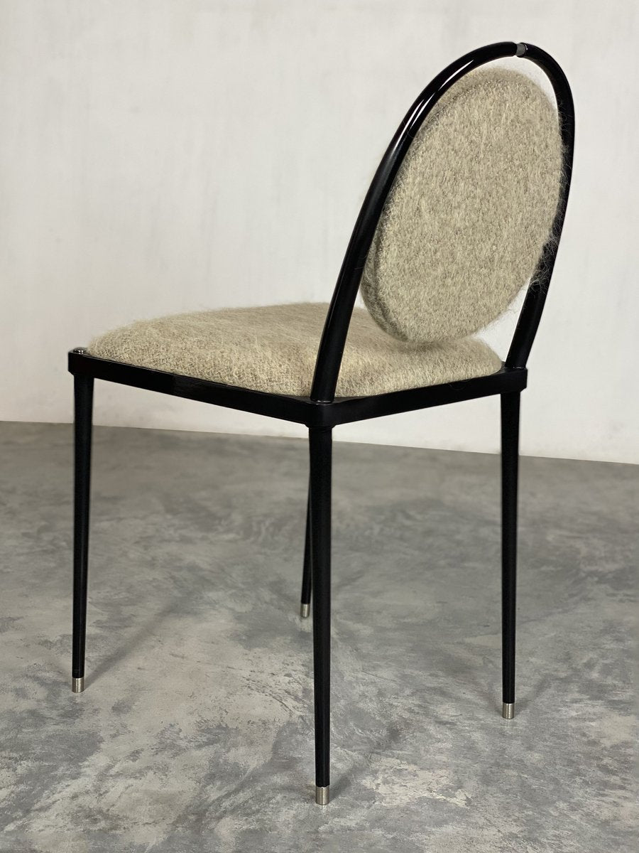 Balzaretti Chair in Black High-Gloss and Quinoa Mohair by Daniel Nikolovski & Danu Chirinciuc for Kabinet