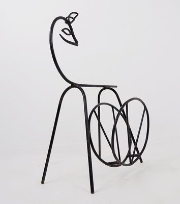 Bambi Magazine Rack in Black Lacquered Metal, 1960s-NYF-2019115