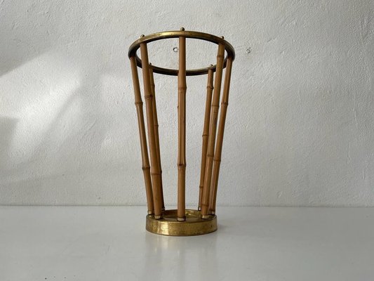 Bamboo and Brass Umbrella Stand, Germany, 1960s-RDS-1418624