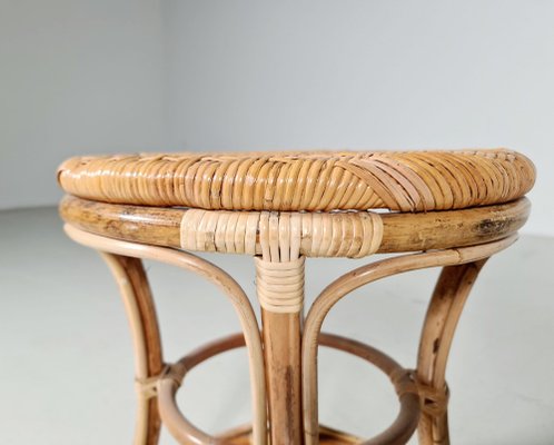 Bamboo and Cane Stools, Italy, 1960s, Set of 4-UJI-1249313