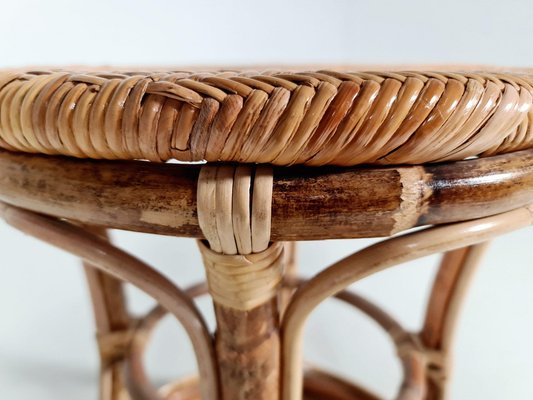 Bamboo and Cane Stools, Italy, 1960s, Set of 4-UJI-1249313