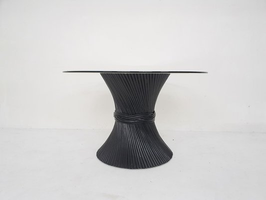 Bamboo and Glass McGuire Wheat Dining Table, USA, 1970s-ZO-1363588