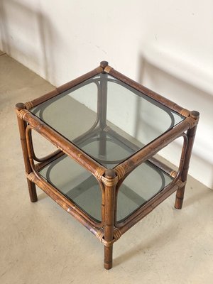 Bamboo and Glass Tables, 1970s, Set of 2-NPC-1700606