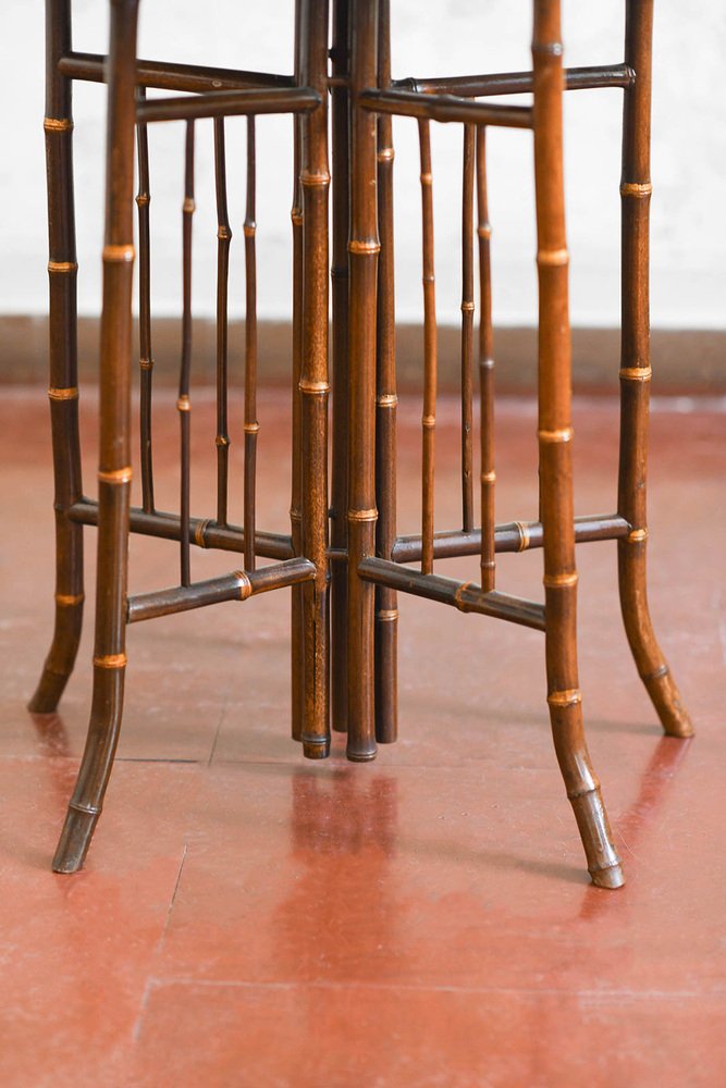 Bamboo and Lacquered Wood Table by Perret & Vibert, 1890s