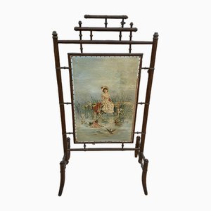 Bamboo and Painted Canvas Firewall, 1880s-TEP-1818128