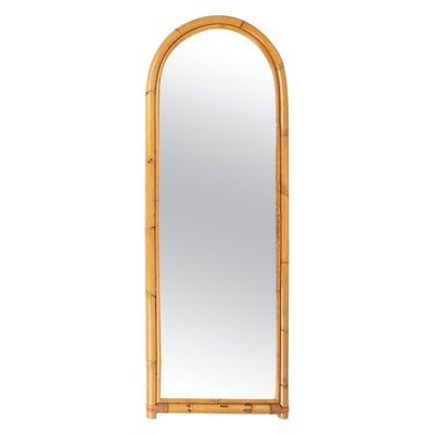 Bamboo and Rattan Arched Wall Mirror, Italy, 1970s-LYQ-1331227