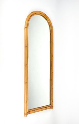 Bamboo and Rattan Arched Wall Mirror, Italy, 1970s-LYQ-1331227