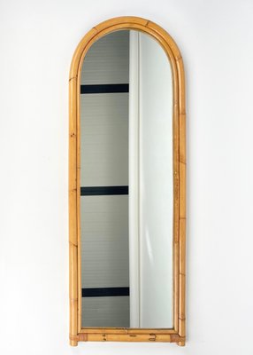 Bamboo and Rattan Arched Wall Mirror, Italy, 1970s-LYQ-1331227