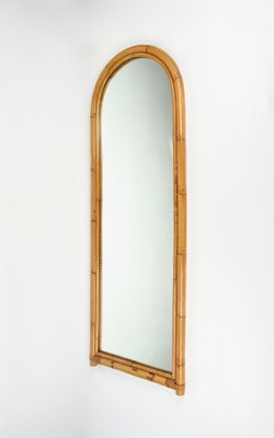 Bamboo and Rattan Arched Wall Mirror, Italy, 1970s-LYQ-1331227