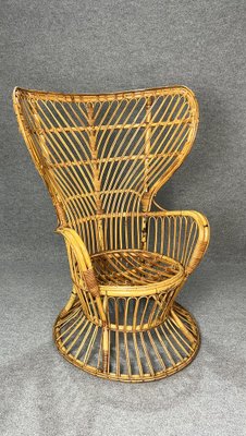 Bamboo and Rattan Armchair, Italy, 1950s-ZST-1754507