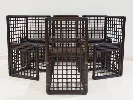 Bamboo and Rattan Chairs by Afra & Tobia Scarpa for Maxalto, 1970s, Set of 6-ZYF-2040300