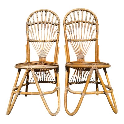 Bamboo and Rattan Chairs by Dirk Van Sliedregt for Rohe Noordwolde, 1955, Set of 2-SDV-2014797