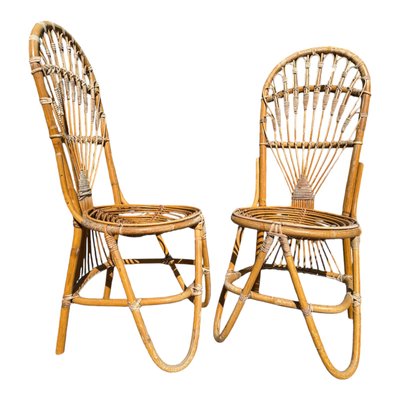 Bamboo and Rattan Chairs by Dirk Van Sliedregt for Rohe Noordwolde, 1955, Set of 2-SDV-2014797