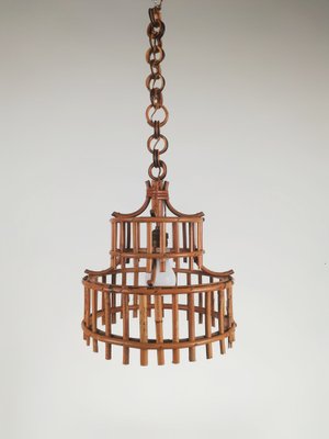 Bamboo and Rattan Chinoiserie Chandelier, Italy, 1960s-UIW-1420654