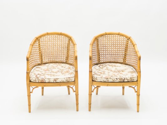 Bamboo and Rattan Lounge Chairs, 1960s, Set of 2-YJA-837943