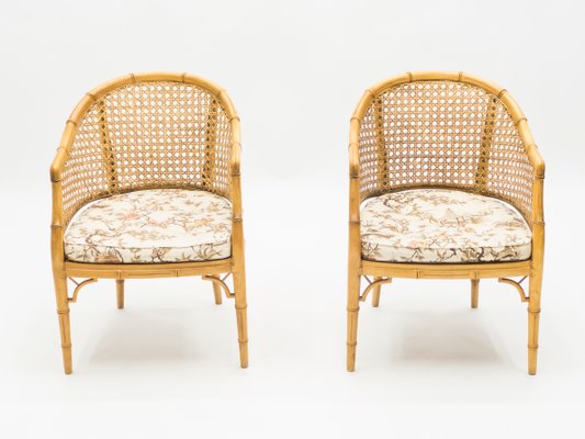 Bamboo and Rattan Lounge Chairs, 1960s, Set of 2-YJA-837943