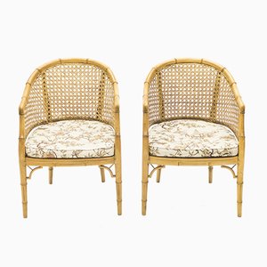 Bamboo and Rattan Lounge Chairs, 1960s, Set of 2-YJA-837943