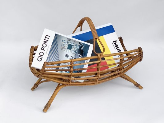 Bamboo and Rattan Magazine Rack by Franco Albini, 1960s-JDR-548062