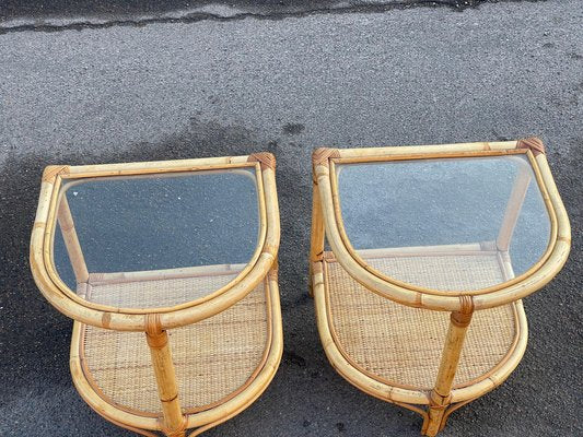 Bamboo and Rattan Nightstands, Denmark, 1970s, Set of 2-MXB-1812293