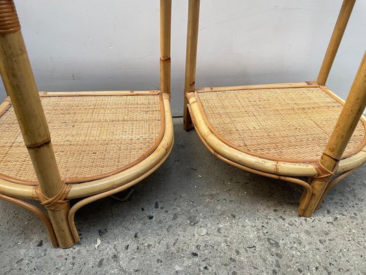 Bamboo and Rattan Nightstands, Denmark, 1970s, Set of 2-MXB-1812293