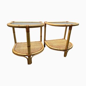 Bamboo and Rattan Nightstands, Denmark, 1970s, Set of 2-MXB-1812293