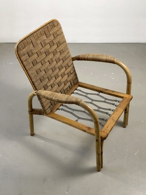 Bamboo and Wicker Armchairs by Adrien Audoux & Frida Minet, France, 1950s, Set of 2