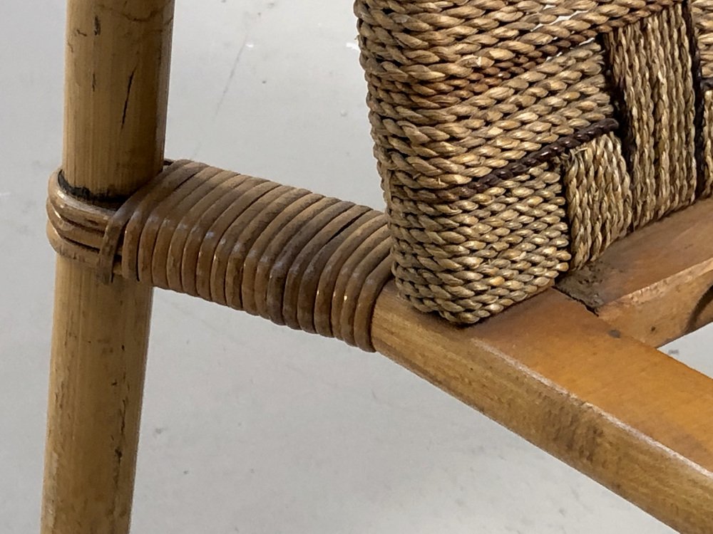 Bamboo and Wicker Armchairs by Adrien Audoux & Frida Minet, France, 1950s, Set of 2