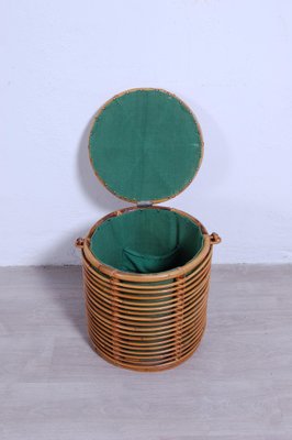 Bamboo and Wicker Basket, Italy, 1960s-XSG-1264196