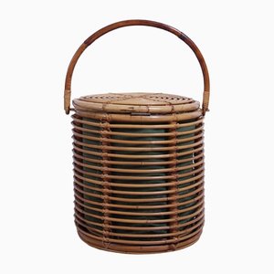 Bamboo and Wicker Basket, Italy, 1960s-XSG-1264196