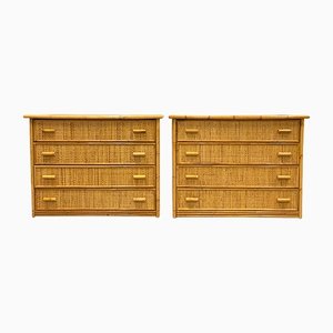 Bamboo and Wicker Dressers, 1070s, Set of 2-NPC-1175326