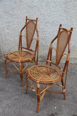 Bamboo Armchairs, 1950s, Set of 4-EH-565168