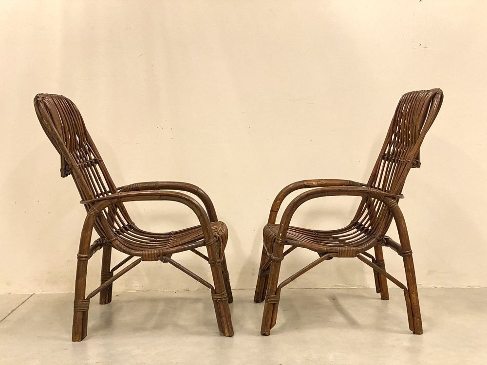 Bamboo Armchairs, 1970s, Set of 2