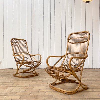 Bamboo Armchairs attributed to Tito Agnoli, 1960, Set of 2-RB-1351178