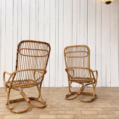 Bamboo Armchairs attributed to Tito Agnoli, 1960, Set of 2-RB-1351178