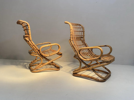 Bamboo Armchairs by Titoli Agnoli, 1950s, Set of 2