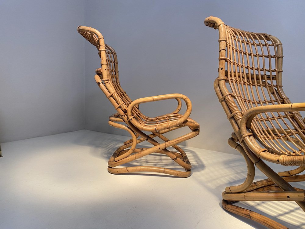 Bamboo Armchairs by Titoli Agnoli, 1950s, Set of 2