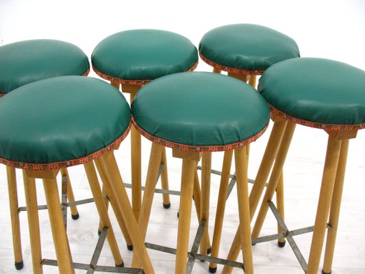 Bamboo Bar and Stools, 1970s, Set of 7-WVA-949719