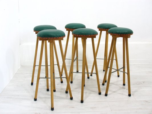 Bamboo Bar and Stools, 1970s, Set of 7-WVA-949719