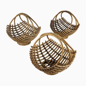 Bamboo Baskets, Italy, 1960s, Set of 3-YST-1758370