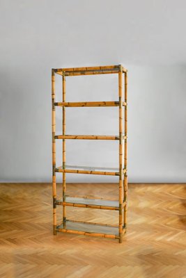 Bamboo Bookcase with Brass Details-MNF-1311952