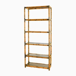 Bamboo Bookcase with Brass Details-MNF-1311952