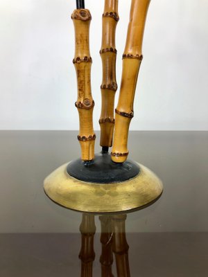 Bamboo & Brass Candleholder, Italy, 1970s-LYQ-1171776