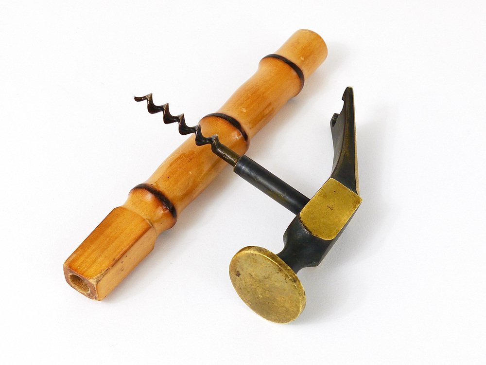 Bamboo & Brass Hammer Bottle Opener by Richard Rohac, 1950s