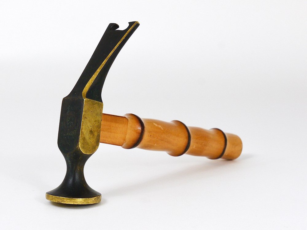 Bamboo & Brass Hammer Bottle Opener by Richard Rohac, 1950s