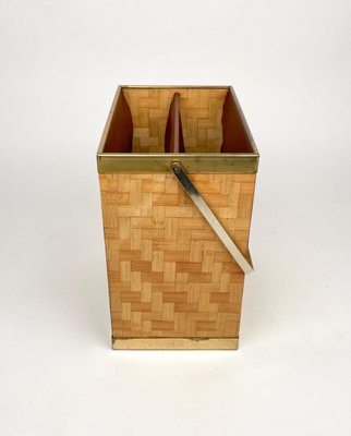 Bamboo & Brass Magazine Rack, Italy, 1970s-LYQ-1219155