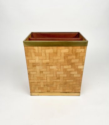 Bamboo & Brass Magazine Rack, Italy, 1970s-LYQ-1219155