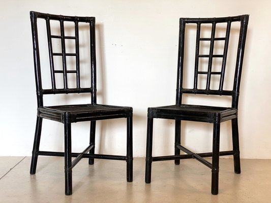 Bamboo Chairs and Leather Chairs, 1970s, Set of 2-NPC-1291136